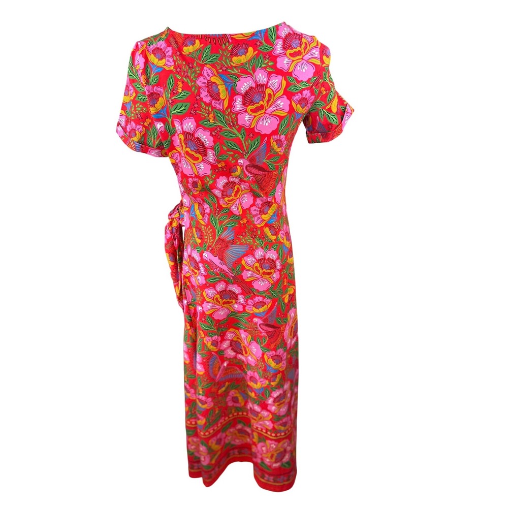 Sezane X Farm Rio SZ XS NWT The PIppa Floral Bela Bird Print Side Tie Midi Dress - Picture 6 of 16